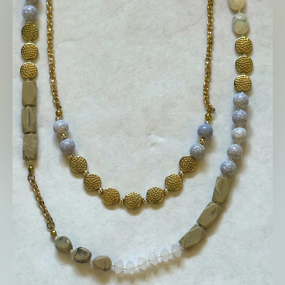 🌈 3/$15 Double Strand Beaded Necklace Neutral Colors
